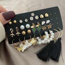 순금 링 귀걸이 여자 여성 여성용 패션 Boho 뱀 나비 드롭 골드 컬러 원형 후프 세트 트렌드 쥬얼리 최고의 선물