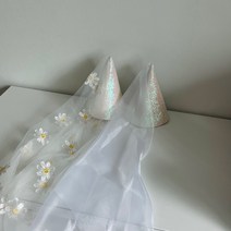 2style 글리터 요정 파티햇 데이지 베일 레이스 꼬깔모자 생일파티, 베이직