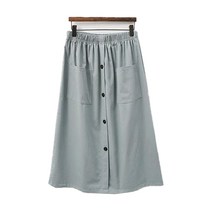 데일로엔 여성용 허리밴딩 단추 포켓포인트 여성 A라인 스커트
