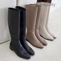 여성부츠 3cm 빅사이즈 (255) 소가죽 낮은굽 롱부츠 라인이 예쁜 슬림부츠 여성구두 (H116)