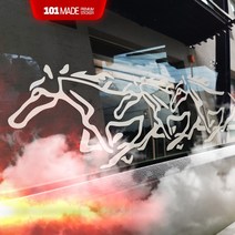 자동차스티커 마력업 HORSE POWER 말 캠핑카 카라반 반사지, 정방향, 블랙