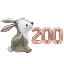 파파 파티 토끼 풍선 생일 파티 숫자 풍선 세트, 1세트, 토끼 200