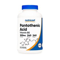 뉴트리코스트 판토텐산 비타민 B5 500mg 240캡슐, 240 카운트(1팩)