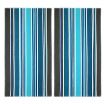 면 CRAFT 테리 비치 타월 30x602팩 스프링필드 멀티 스트라이프 평방 미터당 400g 100% 순수 링스펀 밝고 강렬 생생한 색상 흡수력 USA 미국, Cabana Blue