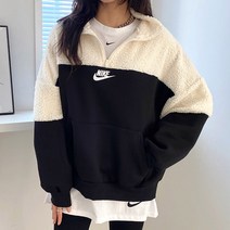 쪼꼬마미 슬론 양털 뽀글이 반집업 겨울 여성 배색 아노락 맨투맨 티셔츠
