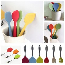 국산 비비또 실리콘 조리도구 5종 친환경 컬러 뒤집게 멀티스푼 볶음 미니 밥 싹쓸이 주걱, 레드, 실리콘 밥주걱