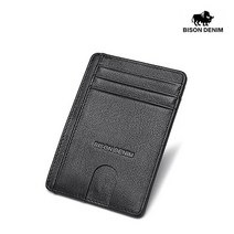 BISON DENIM 바이슨데님 남자 수제 가죽 슬림 카드지갑 홀더 W9670-1B
