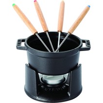 Staub 미니 초콜릿 퐁듀그릇 퐁듀세트 치즈워머 10cm Black 주철 무쇠 스타우브, 기본