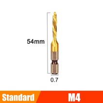 나사탭 태핑세트 드릴탭 나사 미터법 나사 탭 드릴 비트 세트 HSS 1/3/6 개 티타늄 도금 육각 생크 나사, 02 Standard M4 Gold