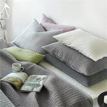 쁘리엘르 마일드 피그먼트 아사 누비 베개커버 50x70, 마린블루/아이보리