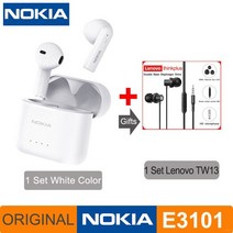 노키아 E3101 블루투스 TWS 헤드폰 무선 Fone 이어폰 소음 감소 듀얼 마이크 HD 통화 헤드셋 안드로이드 ios에 대한 귀에 세미, 규격 없음, E3101 White and TW13