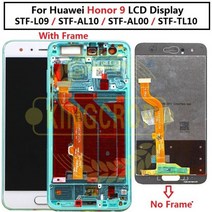 화웨이 명예 9 LCD 디스플레이 터치 스크린 디지타이저 프레임 STF-L09 STF-AL10 STF-AL00 STF-TL10 lcd 용, Blue With frame