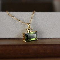 다왕 cZNG003 블링 스퀘어 그린 큐빅 골드 실체인 14k도금 실버925 목걸이