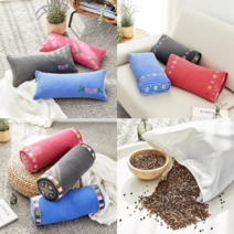 깊은잠자는법 할머니베개 경추 메밀껍질 시골 자루형 원형 빨아쓰는베개 건강한수면 색동베개, 삼색원형베개(대)블루18x45