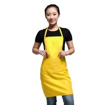 프릴앞치마 원피스형앞치마 주장 어린이집 카페 앞치마 새로운 퓨어 컬러 요리 주방 여성 남성 요리사 웨이터 카페 숍 미용사 커플 맞춤 선물 일반, 노란색 9