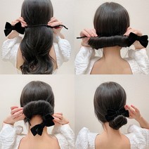핑크비올라 블랙 벨벳 리본 당고머리 올림머리 메이커 밴드