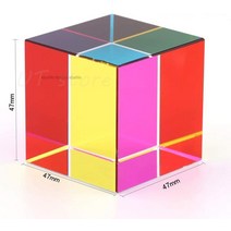 고급 피라미드 큐브 직각 삼각 사각 무지개 프리즘 과학 실험 컬러풀 50mm 투명 스템/스팀 완구 가정 또는 사무실 장식용 학습 부활절 바구니 필러 CMY, [01] Cube 47mm