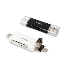 노트북 PC 휴대폰 연결 C타입 5핀 USB 3.1 OTG 듀얼포트 멀티 마이크로 SD 카드리더기 블랙박스, 화이트