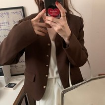 봄 여성 트위드 자켓 패딩 시크한 복고풍 v넥 메탈 올 매치 루즈핏 긴팔 정장 재킷 여성용 스타일 업 가을 상품