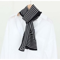 블랙 아이보리 스트라이프 타이 실크 100 롱 스카프 머플러 블링잇온