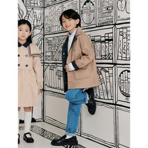 빈폴키즈 체크 리버서블 트렌치코트 베이지