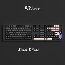 AKKO MATCHA RED BEAN ASA 프로필 키캡 더블 샷 PBT 158 키 블랙 핑크 미드 나잇 네온 LOS 캡 기계식 게임용 키보드, 백랍