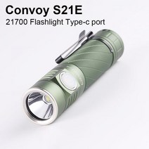 ConvoyS21E 플래시 라이트 519A Led 랜턴 21700 블랙/그린 토치 캠핑 램프 작업 조명 타입c 충전 포트, 3500K, Black, With battery