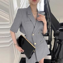 2col 세련된 투버튼 허리밴딩 반팔 정장 원피스 슈트 린셋업 빈센조홍차영정장 면접복 패션