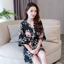 플라워 실크 로브 골프가운 샤워가운