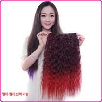 가발 옥수수펌 오카헤어 롱 웨이브 원포인트 헤어커트 그라데이션 가발 여성용 헤어커팅, 라이트 브라운, 하나