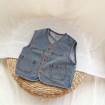 절개 데님 베스트 간절기 봄 가을 남아 여아 유아 아동 주니어 캐주얼 청 조끼