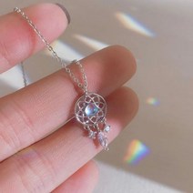 절묘한 월장석 드림 캐처 요소 목걸이 여성용 실버 컬러 펜던트 술 기념일 선물 쥬얼리