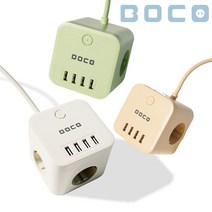 보코 USB 멀티탭 4포트 감성 인테리어 휴대용 사무실 캠핑용, 크림