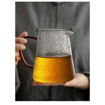 내열 강화 유리 숙우 공도배 예쁜 손잡이 유리컵, 450ML