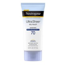 뉴트로지나 Neutrogena 울트라 시어 드라이-터치 선스크린 로션 광범위한 스펙트럼 SPF 70 UVAUVB 보호 옥시벤존 프리 경량 방수 논코메도제닉 및 기름기 없음 5 fl