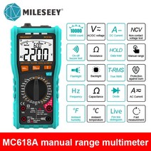 Mileseey NCV 멀티 미터 디지털 클램프 1000 카운트 오류 알람 전압 커패시턴스 옴 다이오드 자동 범위, 02 MC618A