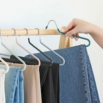 의류매장 옷장 구김방지 논슬립 코팅 슬림바지걸이 1P, 색상:핑크, 단품