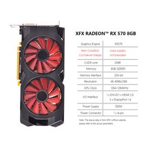 그래픽카드 비디오카드 xfx radeon rx550 rx560 rx470 rx480 rx570 rx580 rx590 2gb 4gb 8gb 게임 데스크탑 컴퓨터 비디오 GPU, rx570 8GB 2팬