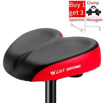 말안장 WEST BIKING- 인체 공학적 자전거 안장 두꺼운 MTB 로드 쿠션 장거리 라이딩용 편안한 사이클링 시, 04 Red with clamp