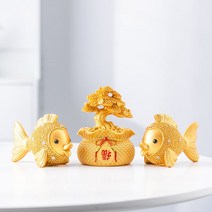 라온 부자 되는 황금 물고기 돈나무 풍수지리 인테리어 소품, 황금물고기돈나무세트