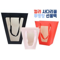 투명창 손잡이줄 화분 쇼핑백 집들이 개업 5p 선물용 선물가방 답례품 간식, 소 - 레드