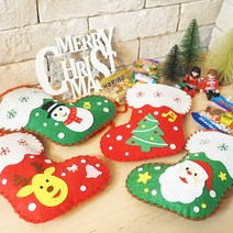 DIY 크리스마스 양말 만들기 1인 키트 펠트 바느질, A.그린 눈사람
