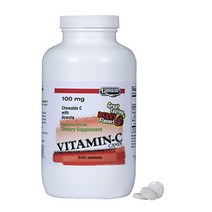 비타민C Landau 100mg Chewable Vitamin C Candy for Kids & Adults – Easy-to-Take Supplement with Acerola, 500 Count (Pack of 1)