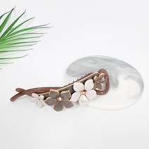 시크몽 프랑스핀 파스텔톤 플라워 꼬임 큐빅 포인트 바나나핀
