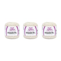 Aunt Lydia 클래식 와사비 크로셰 - 350y/320m 3팩 면 게이지 10 크로셰182444, Antique White