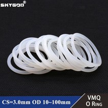 기계 부속 자재 베어링 스쿠류 커넥터 볼 밸브 샤프트 VMQ-O 링 개스킷 CS 3mm OD 10 ~ 100mm 방수 와셔 실리콘 고무 절연 원형 O 모양 씰 화이트 식품 등급, OD 47mm ID 41mm_10Pcs | CS 3mm