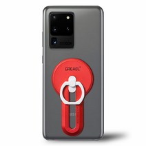 그리엘 무선충전 슬라이드 스마트아이링 핸드폰그립거치대 초슬림, 레드, 1개