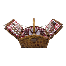 룰루랄라 야외 라탄 피크닉 바구니, 02.2인용 삼각바구니-카멜, 도자기 세트, 1개