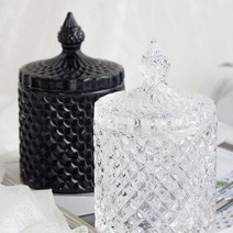 캔들마노 불꽃 크리스탈 캔들용기 (200ml), 블랙