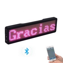 LED 광고판 전광판 차량 휴대용 미니 간판 이름 배지 DIY 프로그래밍 가능한 스크롤 메시지 보드블루투스 앱 디지털 디스플레이 USB 충전 가격 이름표 모 267EA 2, 10 pink 5 letters